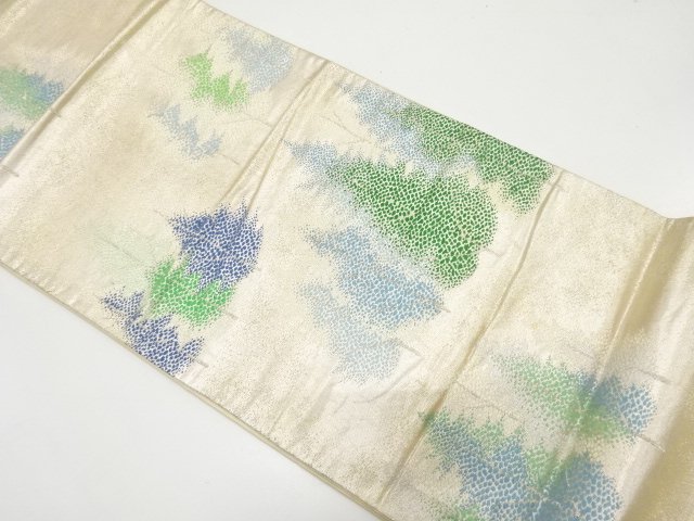 JAPANESE KIMONO / ANTIQUE FUKURO OBI / WOVEN SCENERY OF TREES